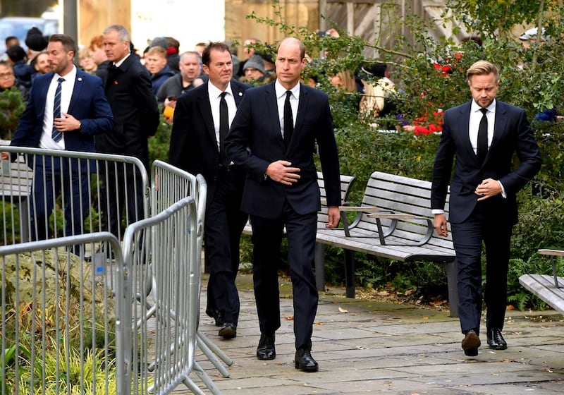 The Prince of Wales arrives ahead of the funeral service for Sir Bobby Charlton