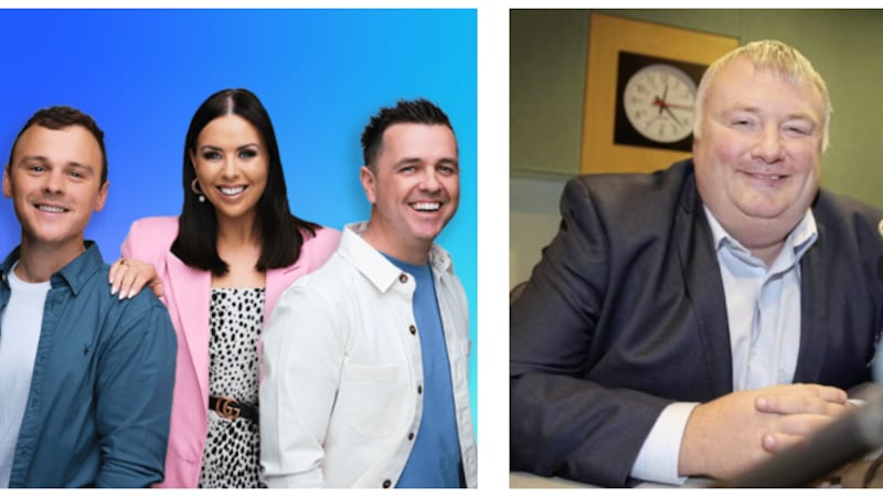 Cool FM have claimed Stephen Nolan can no longer claim to have "the biggest show in the country". Pictured l-r; Cool FM presenters Paolo Ross, Rebecca McKinney, Pete Snodden and BBC broadcaster Stephen Nolan.