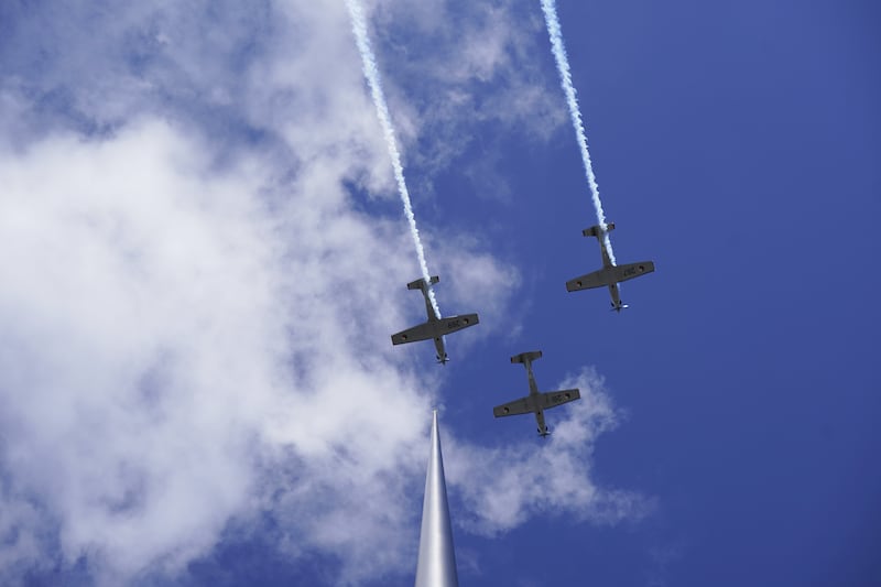 Irish Air Corps take part in a flypast over Dublin