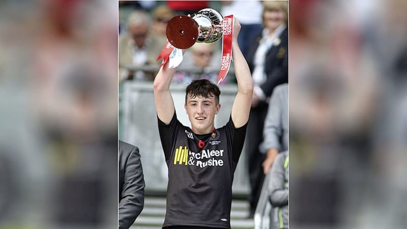 Cormac Munroe captained Tyrone to victory in the All-Ireland under-17 football championship final in Croke Park last month. Picture by Hugh Russell 