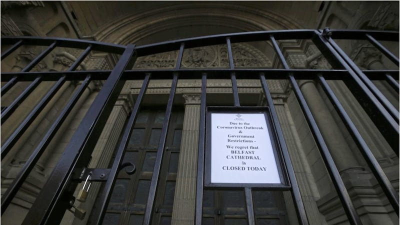 Like all church buildings, St Anne&#39;s Cathedral in Belfast remains closed because of the coronavirus pandemic. Church leaders have said that now is not the time for collective worship to resume. Picture by Hugh Russell 