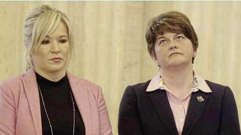 Sinn F&eacute;in northern leader Michelle O'Neill and DUP leader Arlene Foster