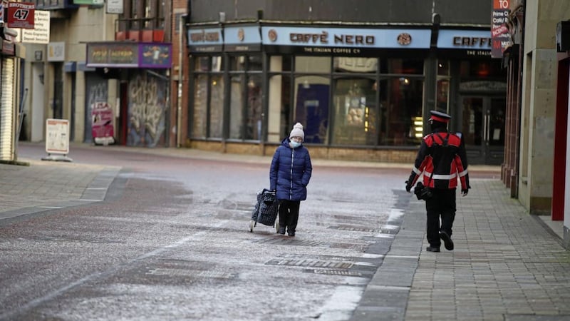 SHOPPING AND WORKING: Retail NI is concerned that not enough is being done to prepare high streets for a safe reopening later this month. Picture: Hugh Russell 