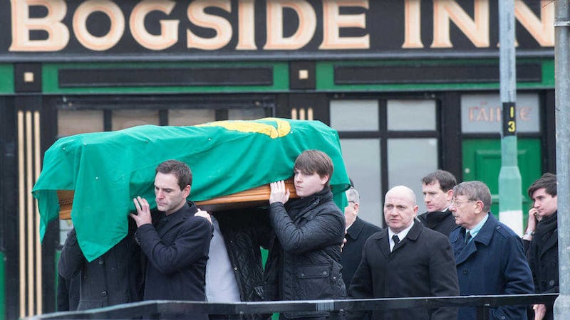 The funeral of Paddy Doherty, better known as Paddy Bogside. Picture by Pacemaker 