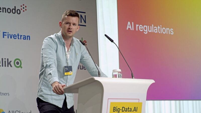 Enzai Technologies founder Ryan Donnelly addresses the Bitkom&rsquo;s Big-Data conference in Berlin 