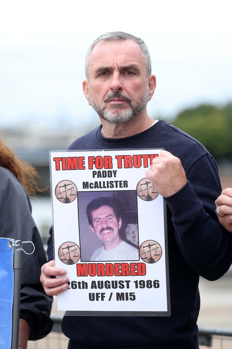 Paul McAllister, whose father Patrick was murdered by loyalists in 1986, outside the Waterfront Hall. Picture Mal McCann