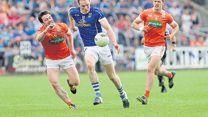 Cavan&rsquo;s Gearoid McKiernan breaks away from Armagh&rsquo;s Aidan Forker during yesterday&rsquo;s clash<br/>Picture by Colm O&rsquo;Reilly