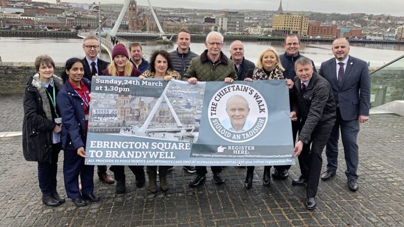 Martin McGuinness&#39;s widow Bernie was joined by family members at the launch of the second Chieftain&#39;s Walk in memory of the former deputy first minister 