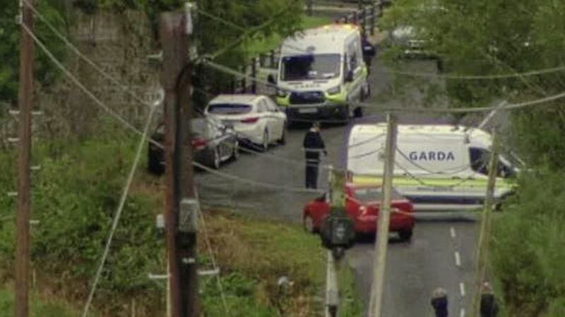 Searches were being carried out yesterday in Drumbade outside the village of Ballinagh in Co Cavan. Picture by RT&Eacute; 