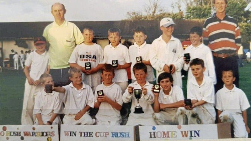 Rush Cricket Club released a picture of Morgan holding the cup with his young team mates 