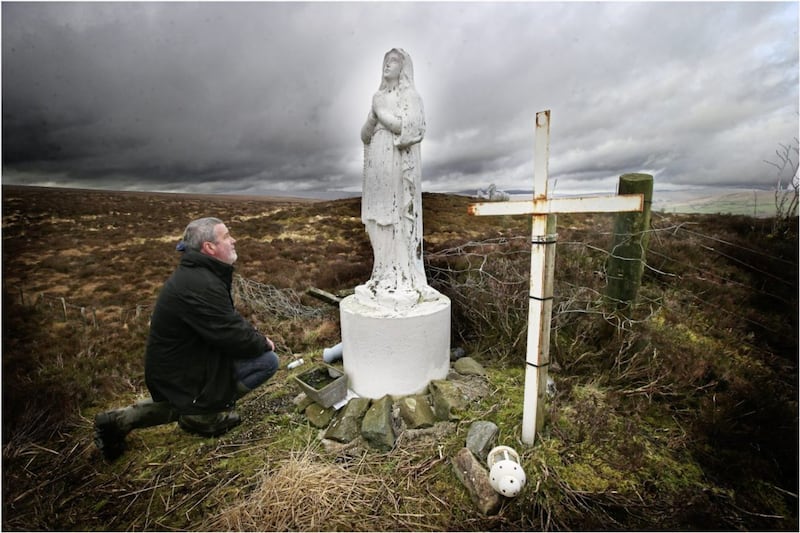 A statue of the Virgin Mary near the site of a proposed mine in the Sperrin Mountains. Picture by Hugh Russell. 