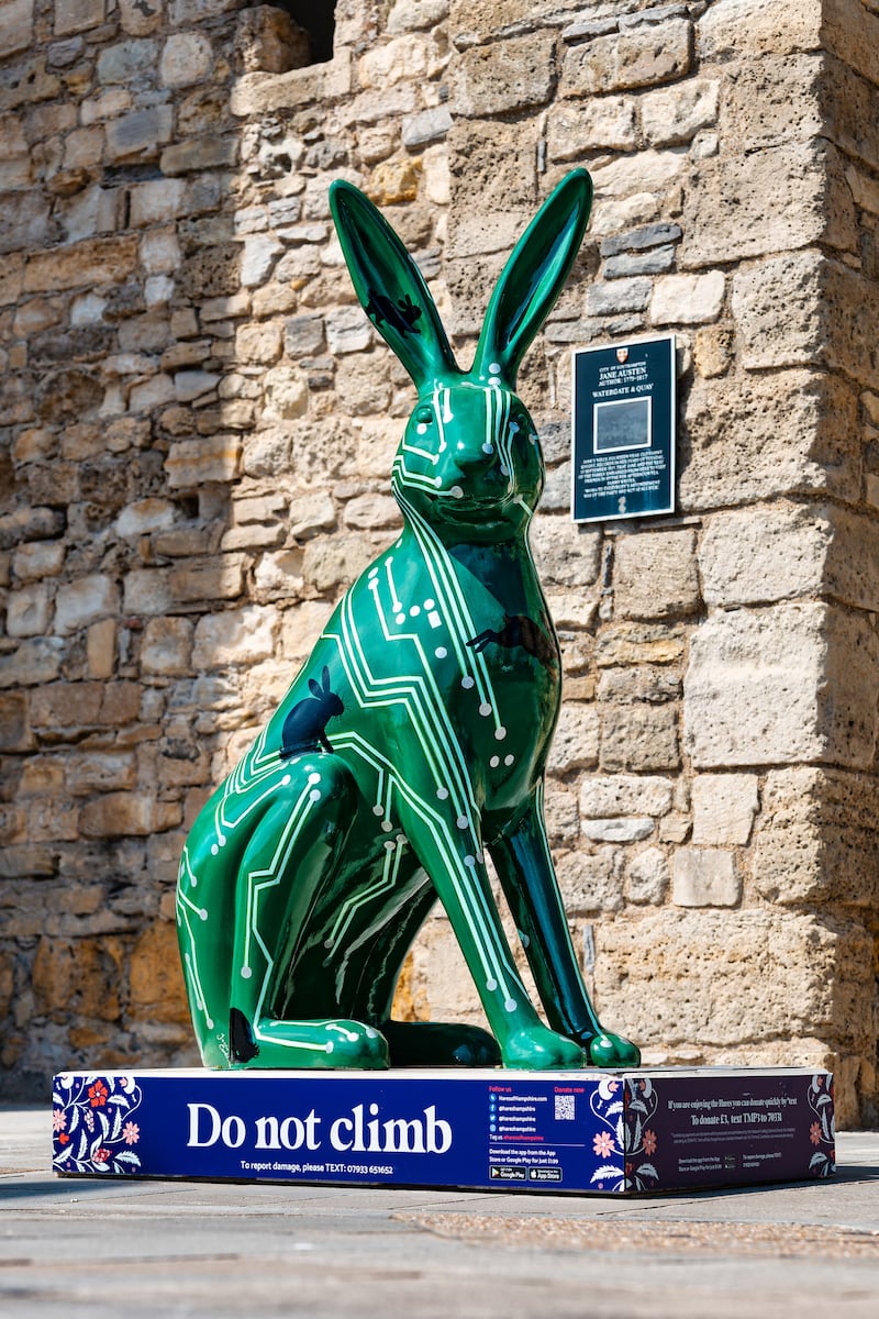 Thirty Hares of Hampshire have bounded into Southampton on a free to experience charity art trail - hopefully this green one will bring luck to the (Northern) Irish.<br />Pic: Ryan Stanikk&nbsp;