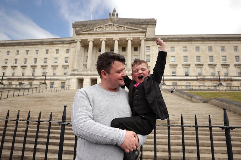 Mairtin Mac Gabhann with his son Daithi (Liam McBurney/PA)