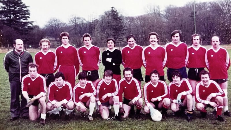 Paul McCann (front row, second from right) won a Derry junior championship with Greenlough in 1986 with his brothers Sean, sat to his left, and eldest sibling Tommy (far left, front row). Paul and Sean died just over a year apart, both as young men. 