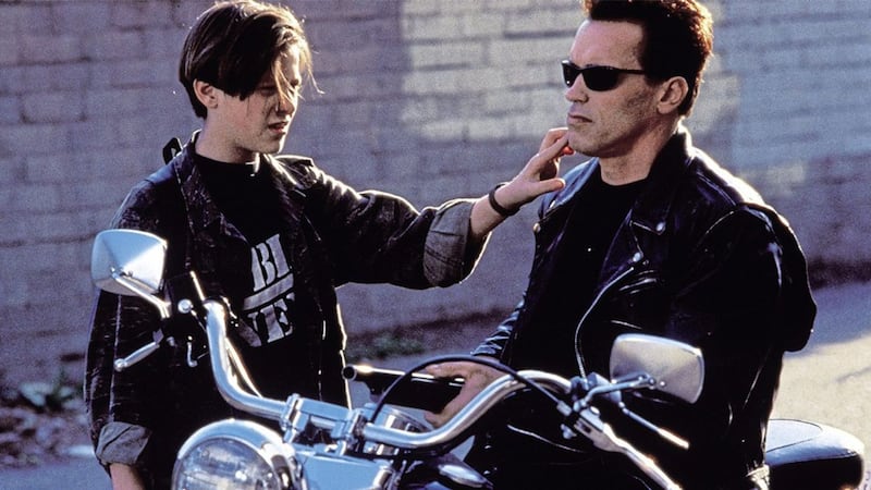 Edward Furlong and Arnold Schwarzenegger in Terminator 2: Judgment Day 