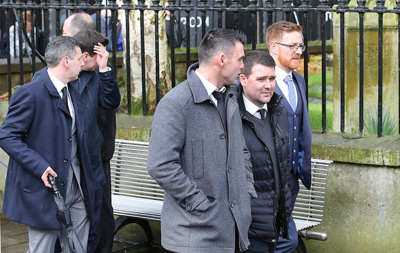 Linfield manager David Healy was among mourners at the funeral of former Manchester United goalkeeper Harry Gregg. Picture by Margaret McLaughlin&nbsp;