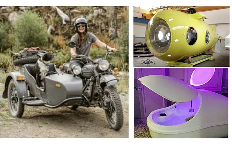 This side car motorcycle will set you back around $15,000 but perhaps the submarine floats your boat? What about a compromise - the flotation tank? 