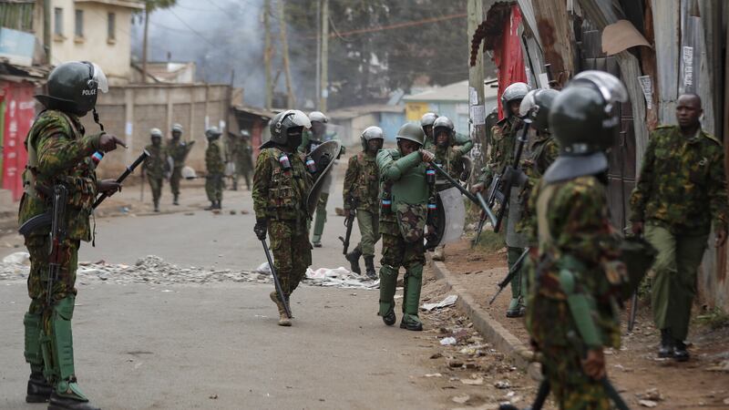 Riot police during clashes with protesters (AP Photo/Brian Inganga)