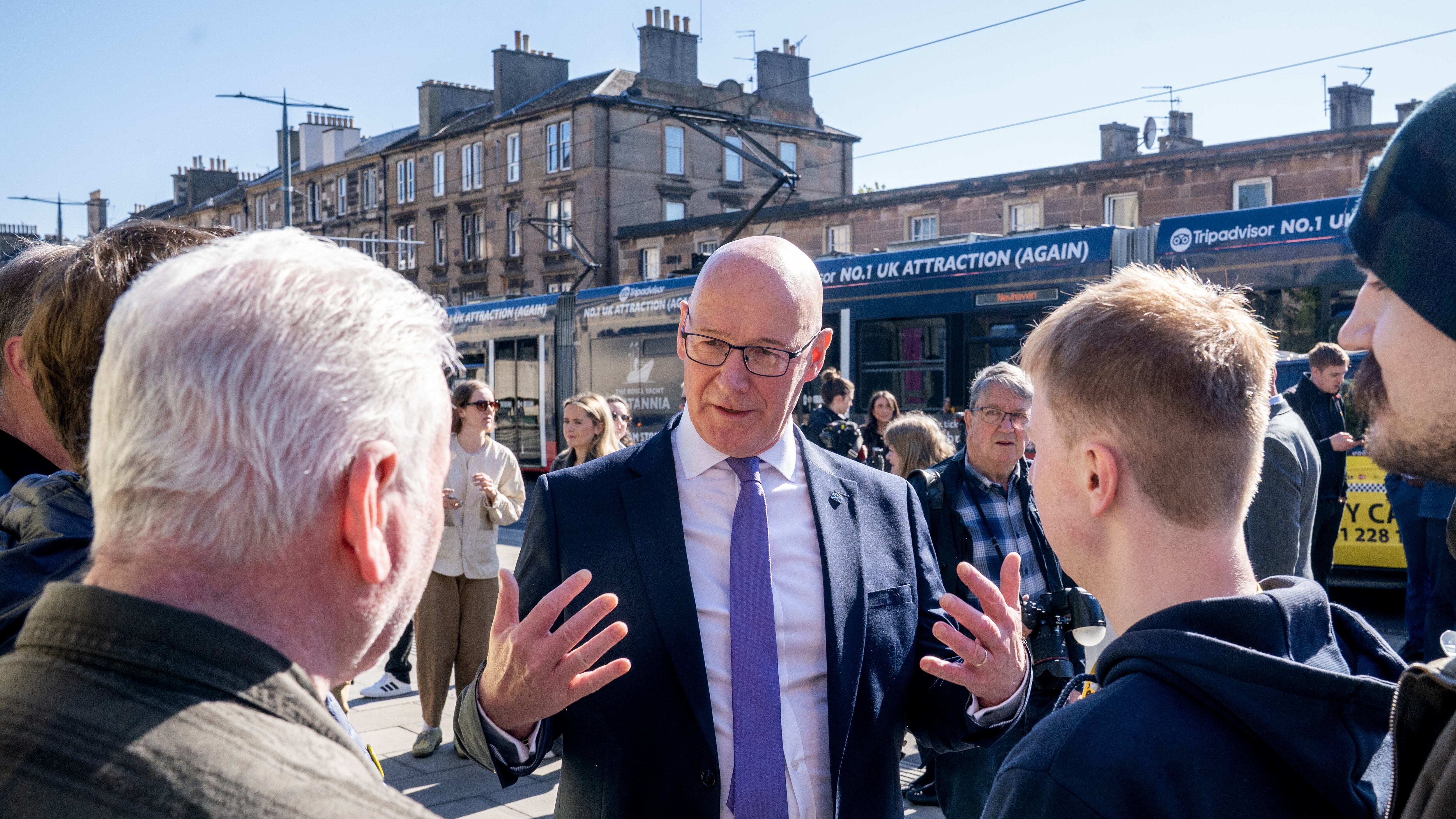 First Minister John Swinney campaigned in Stranraer on Thursday