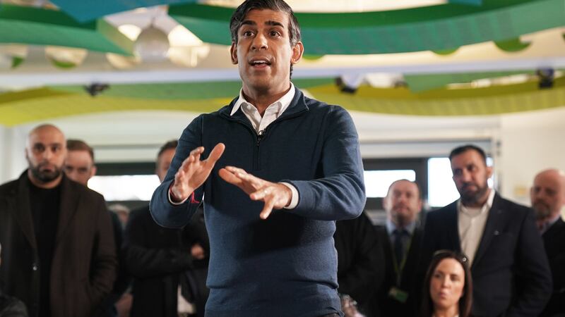 Prime Minister Rishi Sunak speaks during a visit to the MyPlace Youth Centre, in Mansfield on Thursday