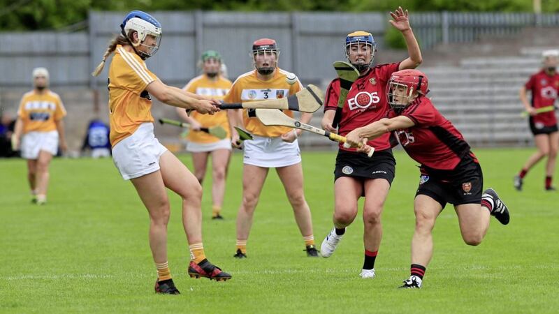 Action from last year's Ulster Camogie Senior Championship Final between Down and Antrim.<br />Picture by Philip Walsh