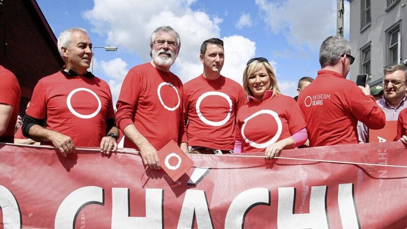 Senior Sinn F&eacute;in representatives showing their support for an Irish language act. Picture by Alan Lewis/Photopress 