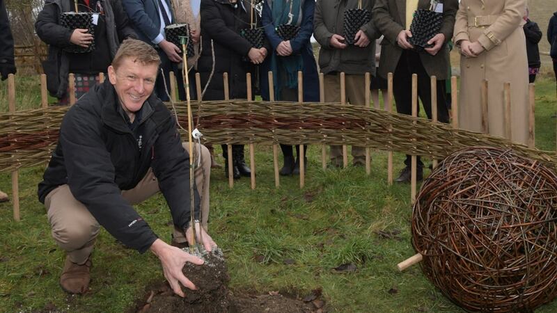 Astronaut Major Peake planted the first tree at the former home of Sir Isaac Newton, Woolsthorpe Manor in Lincolnshire.