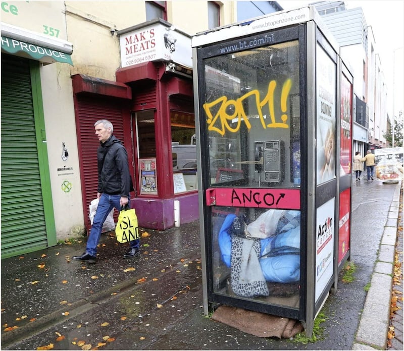 Ormeau Road Phone Box in Belfast Picture by Hugh Russell. 