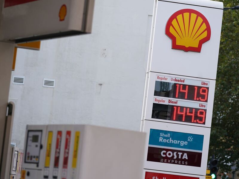 Petrol prices at a Shell forecourt