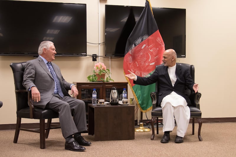 Rex Tillerson and Ashraf Ghani.