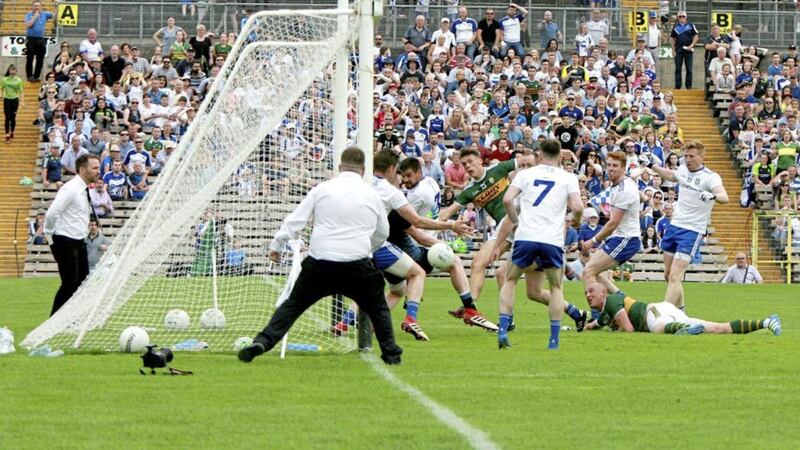 David Clifford scores a goal in the dying seconds against Monaghan at Clones in last year&#39;s Super 8s. Picture Seamus Loughran. 