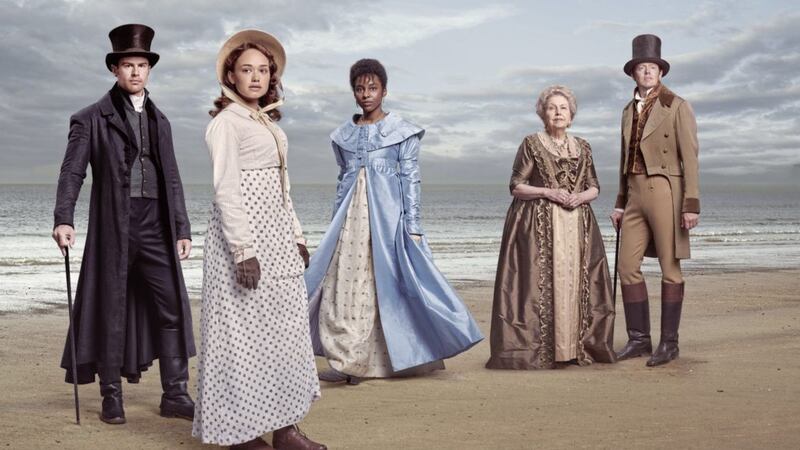 Sanditon ticks all the Sunday night period drama boxes, telling the story of Sidney Parker (played by Theo James), Charlotte Heywood (Rose Williams), Miss Lambe (Crystal Clarke), Lady Denham (Anne Reid) and Tom Parker (Kris Marshall). Picture by Red Planet/ITV 