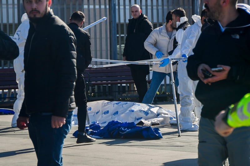 Security and forensic officers check the site (Sercan Ozkurnazli/Dia Images/AP)