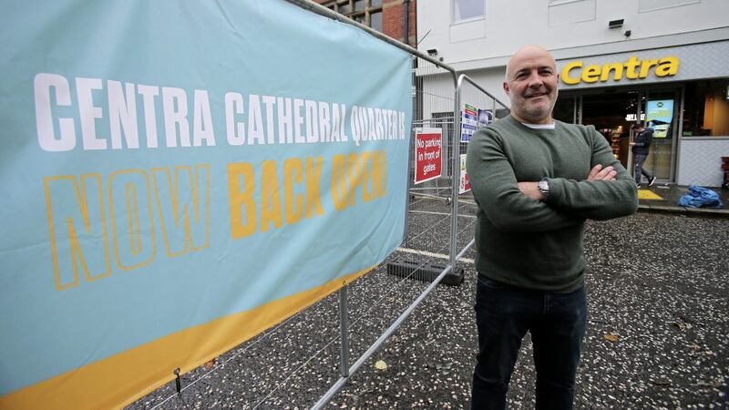 Businessman Donagh McGoveran, who owns the Centra on Donegall Street in the Cathedral Quarter, said there is a sense of &quot;relief&quot; that he has been allowed to reopen 12 days after a fire in the building next door meant he had to close. Picture Mal McCann 