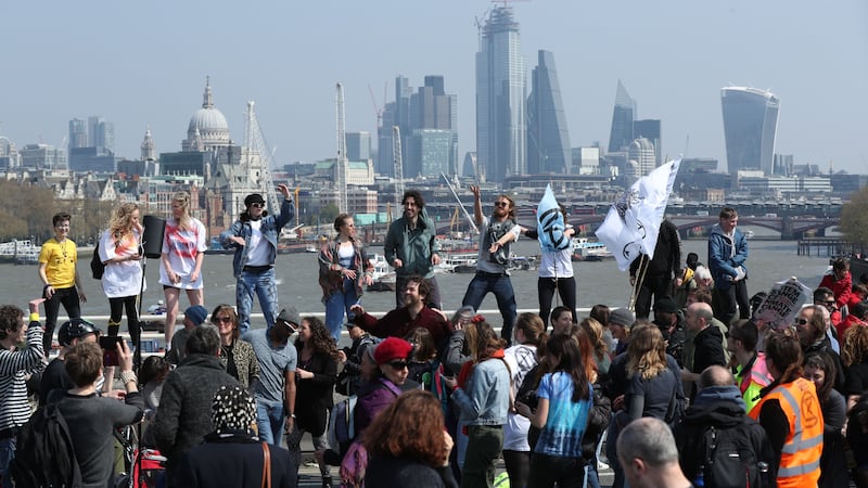 Locations including Waterloo Bridge, Oxford Circus, Marble Arch and Parliament Square were the focus for campaign group Extinction Rebellion.