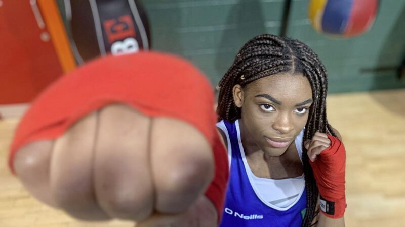 Evelyn Igharo proved too strong for Aoife O&#39;Rourke in the 70kg final at the Irish Elite Championships in Dublin Picture: Hugh Russell 