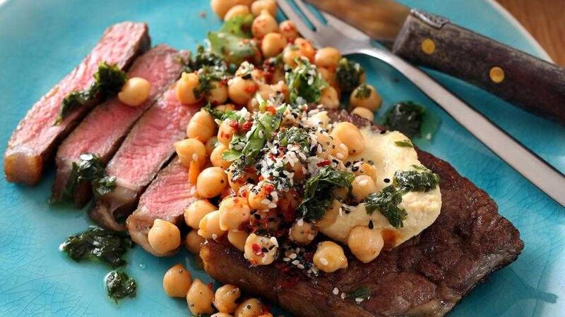 Steak and spiced chickpeas 