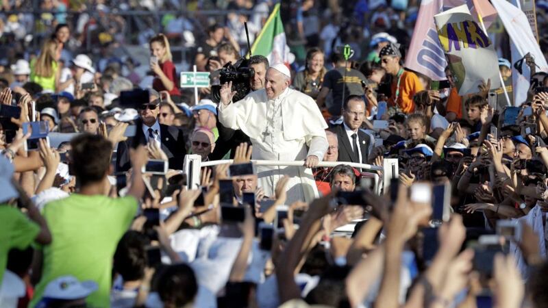 Pope Francis arrives at Rome&#39;s Circus Maximus to lead an evening prayer vigil with young people earlier this month. Picture by AP Photo/Andrew Medichini 