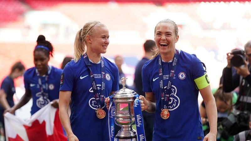 Pernille Harder (left) and Magdalena Eriksson are leaving Chelsea at the end of the season (Adam Davy/PA)