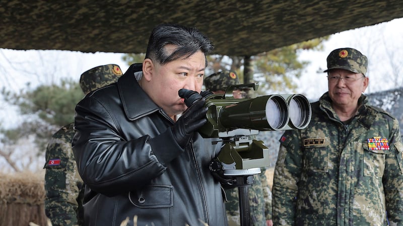 North Korean leader Kim Jong Un supervises artillery firing drills in North Korea (Korean Central News Agency/Korea News Service via AP, File)