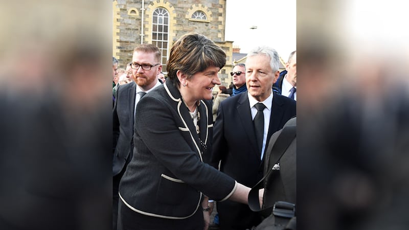 &nbsp;Arlene Foster arriving at Martin McGuinness' funeral. Picture by Alan Lewis, Photopress