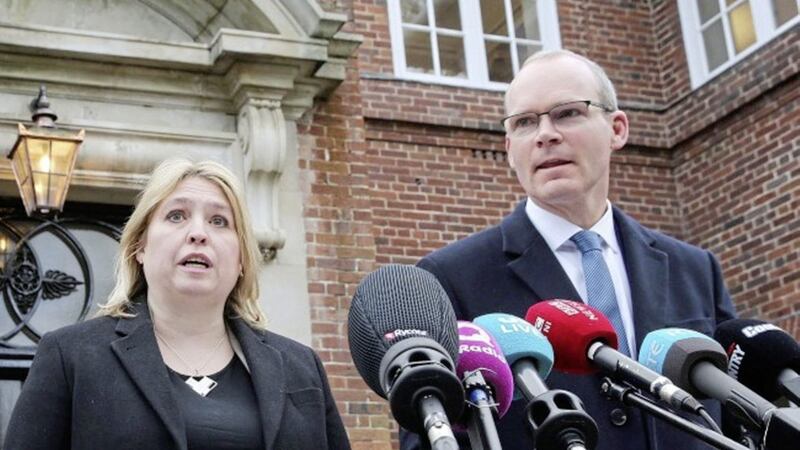 Karen Bradley and Simon Coveney will be back at the Stormont talks on Monday.Picture by Hugh Russell. 
