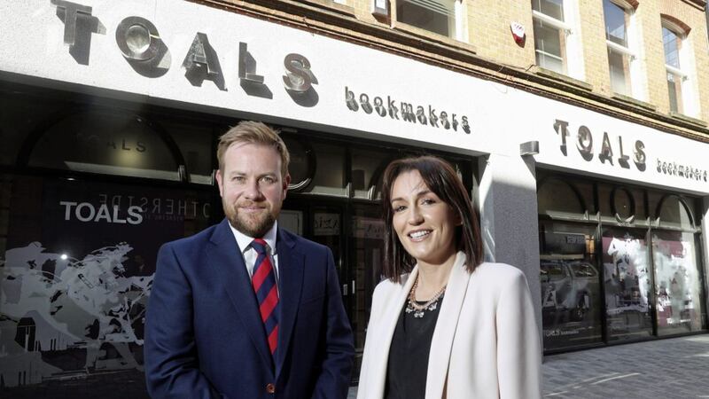 Pictured at Toals&rsquo; flagship store on High Street, Belfast are Stuart Carson, sales and marketing director at Rainbow and Lauren Toal, director at Toals 