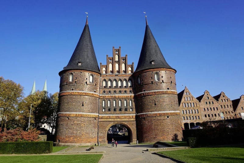 The medieval Holstentor, symbol of Lubeck 