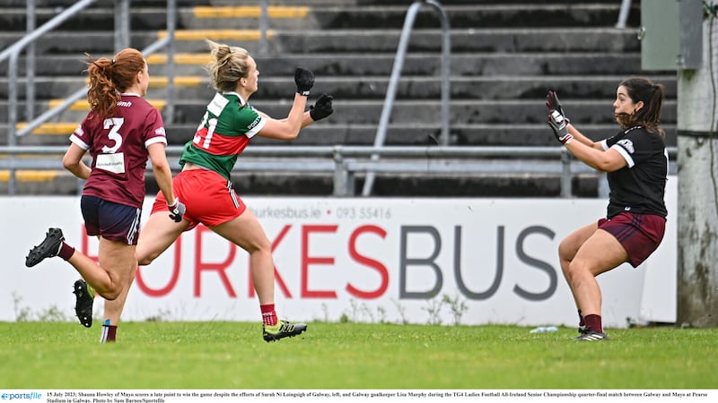Shauna Howley scores one of her three points from off the bench in Mayo's quarter-final win over Galway. She will be pushing to start in Saturday's semi-final against Kerry