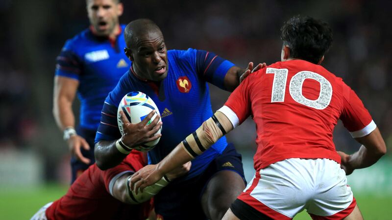 France's Eddy Ben Arous is tackled by Canda's Nathan Hirayama during Thursday's Rugby World Cup match in Milton Keynes<br />Picture: PA&nbsp;