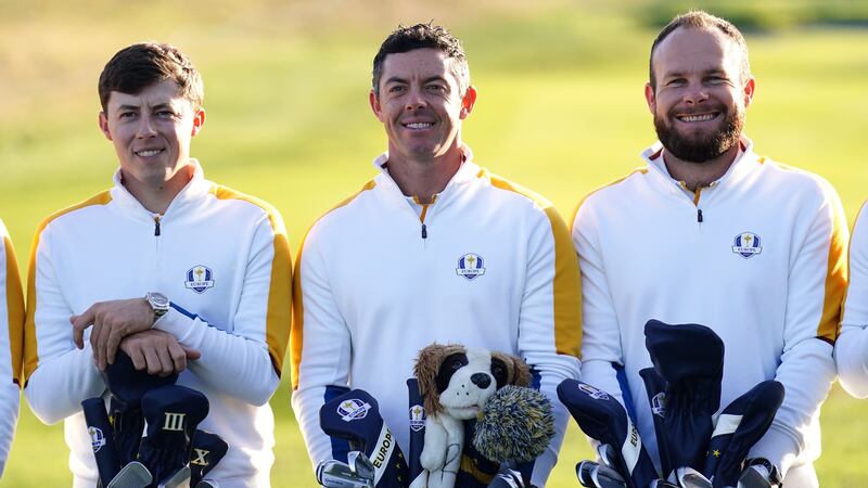 Team Europe’s Matt Fitzpatrick, Rory McIlroy and Tyrrell Hatton are ready for the Ryder Cup (Zac Goodwin/PA)
