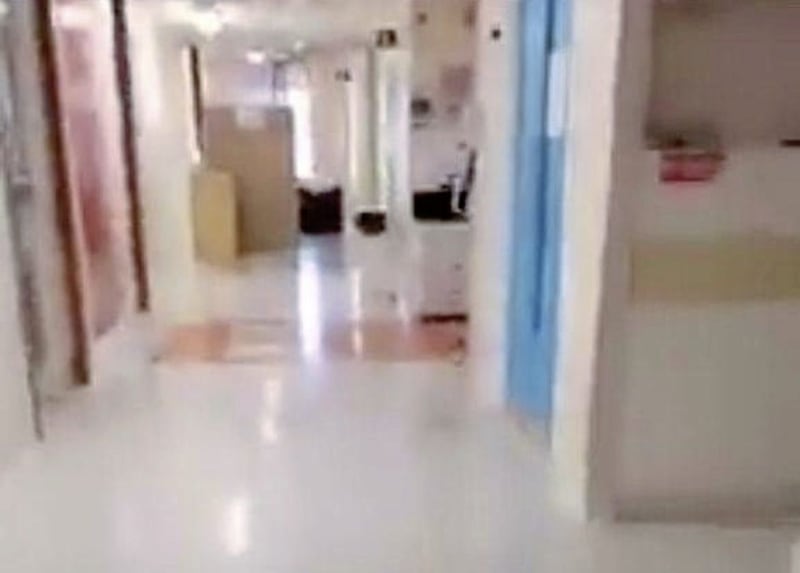 Social media videos show a man walking through different levels of the 11-storey Nightingale facility at Belfast City Hospital 