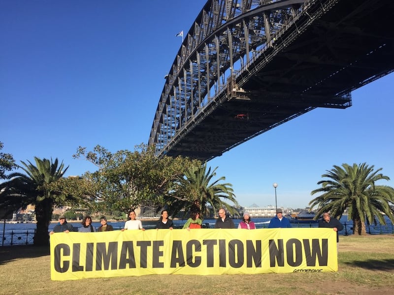 The climate protesters on the side of bay