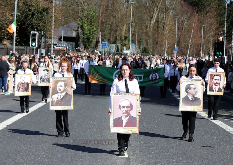 Sunday's main west Belfast Easter commemoration parade was organised by the Belfast National Graves Association. PICTURE: MAL MCCANN